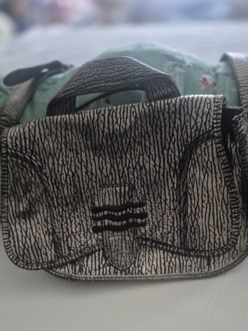 Aimee Kestenverg Textured Black & Silver Mini Satchel